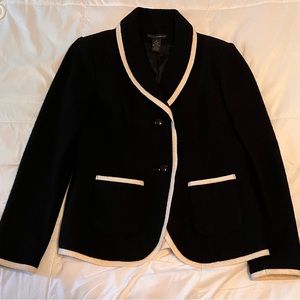 Stylish, Black Wool Jacket with White Piping